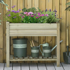 36" x 20" x 30" Raised Garden Bed, Elevated Wood Planter Box with Legs and Storage Shelf for Backyard, Patio, Balcony to Grow Vegetables, Herbs, and Flowers