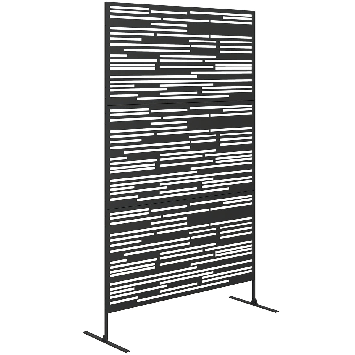 78" H x 48" W Metal Outdoor Privacy Screen, Freestanding Decorative Privacy Fence Screen for Balcony, Black