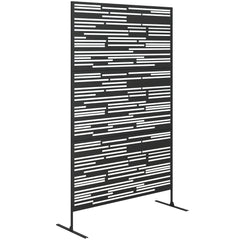 78" H x 48" W Metal Outdoor Privacy Screen, Freestanding Decorative Privacy Fence Screen for Balcony, Black