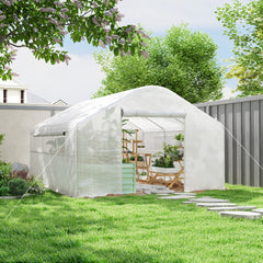 13' x 10' x 6.5' Tunnel Greenhouse Hoop House with Upgraded Galvanized Steel Frame and Large Windows, White