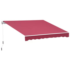 13' x 8' Retractable Awning, Patio Awnings, Sunshade Shelter w/ Manual Crank Handle, UV & Water-Resistant Fabric and Aluminum Frame for Deck, Balcony, Yard, Wine Red