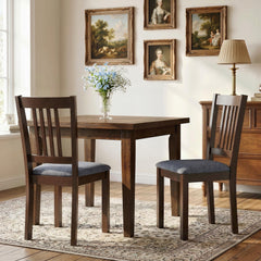 Dining Chairs Set of 2 Linen Upholstered Kitchen Chairs with Rubberwood Legs for Dining Room Living Room Espresso Gray