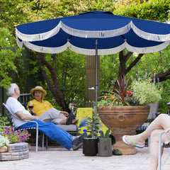 9FT Patio Umbrella, UPF 30+ Outdoor Market Umbrella with Crank, 8 Ribs, Push Button Tilt, Vented for Patio Deck Backyard Lawn, Navy Blue