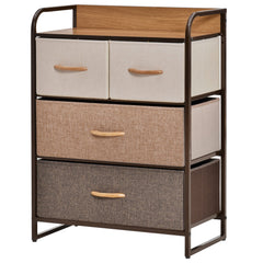 4-Drawer Dresser, 3-Tier Storage Tower with Steel Frame for Bedroom, Nursery Room, Multicolored