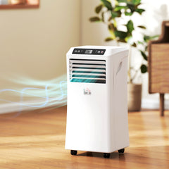 8000BTU Mobile Portable Air Conditioner with Cooling, Dehumidifier, and Ventilating with Remote Control, 2 Speed Fans, 24-Hour Timer for Bedroom, Living Room, Home Office, White