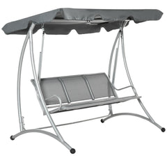 3-Seat Outdoor Porch Swing Chair, Patio Swing Glider with Adjustable Canopy, Breathable Seat, and Steel Frame for Garden, Poolside, Backyard, Gray
