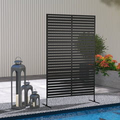 Decorative Privacy Fence Screen, Metal Outdoor Privacy Screen Climbing Plant Trellis with Stand, 78" H x 48" W, Black