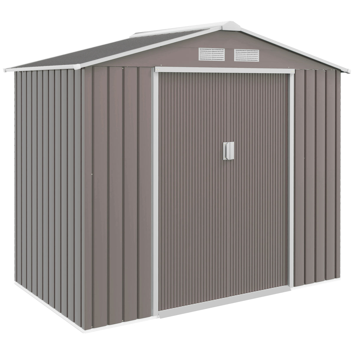 7' x 4' Outdoor Storage Shed, Garden Tool House with Foundation Kit Vents Sliding Doors for Backyard Patio Gray