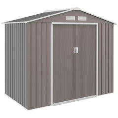 7' x 4' Outdoor Storage Shed, Garden Tool House with Foundation Kit Vents Sliding Doors for Backyard Patio Gray