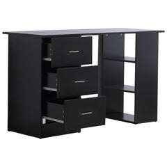 47" Home Office Computer Desk Bookcase Combo, Writing Table Workstation with 3 Drawer and Storage Shelf - Black