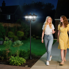 Outdoor Lamp Post Lights, Triple Head Solar Powered Lamp, Street Vintage Solar Post Lamp, for Backyard, Garden Pathway, Driveway, 72 Inches