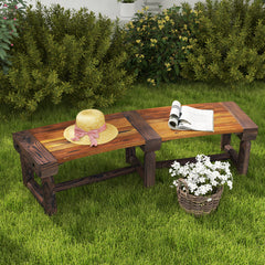 Wooden Garden Bench, Semicircular Round Outdoor Tree Bench, Wrap Around Park Bench for Yard, Patio, Deck, Lawn, Brown