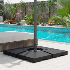 4 Pieces Cantilever Patio Umbrella Base, Outdoor Offset Umbrella Weights, 176 lbs Capacity Water or 264 lbs Capacity Sand  Plates Set, Black