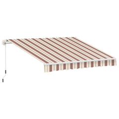 10' x 8' Retractable Awning, Patio Awnings, Sunshade Shelter w/ Manual Crank Handle, UV & Water-Resistant Fabric and Aluminum Frame for Deck, Balcony, Yard, Red & Beige