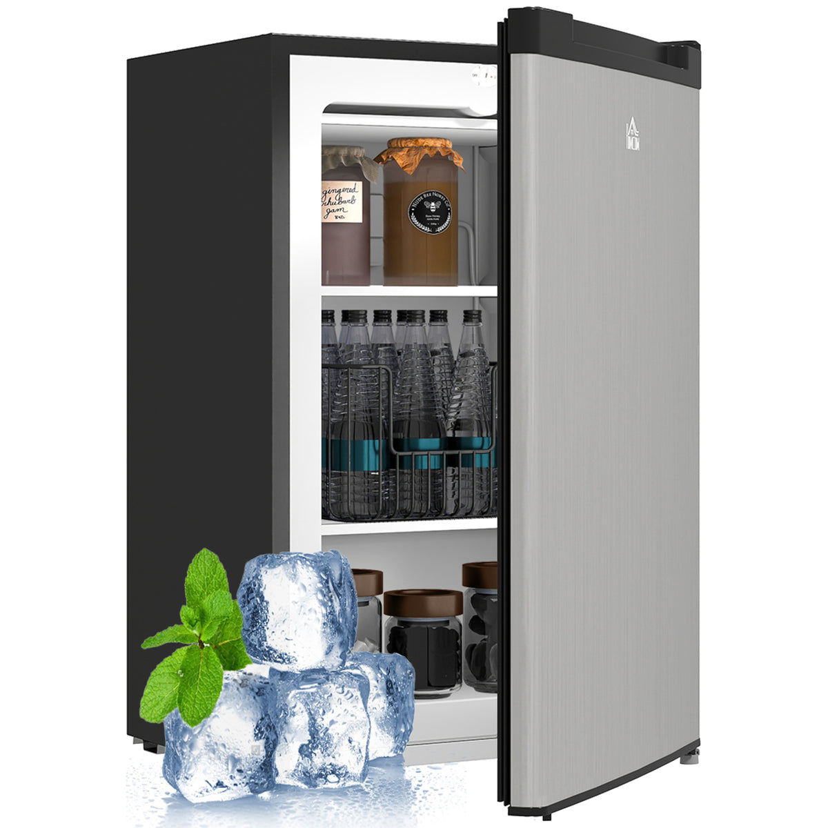 Upright Freezer, 3 Cu Ft Small Freezer with Reversible Single Door, Adjustable Thermostat for Home, Apartment, Silver