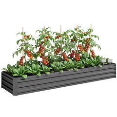 8x2x1ft Galvanized Raised Garden Bed Kit with Safety Edging for Flowers, Herbs and Vegetables, Dark Gray