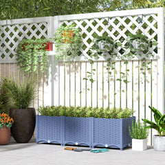 Plastic Raised Garden Bed, 4 x 1 x 1 ft Outdoor Flower Box with Drainage Holes for Vegetables, Herbs, Blue