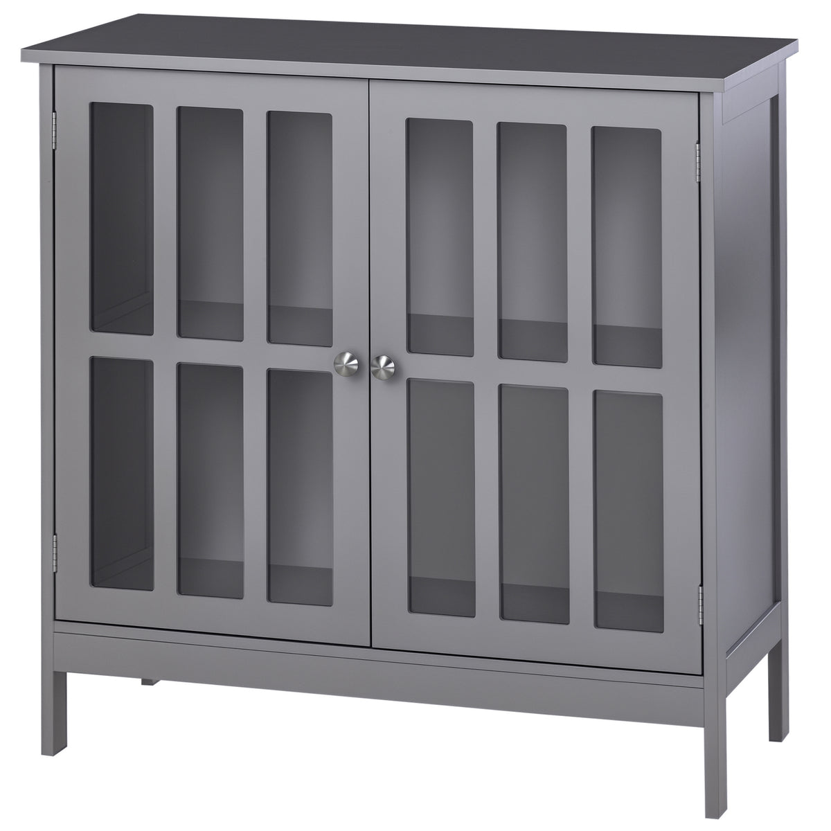 Contemporary Storage Cabinet, Cupboard Buffet Credenza with 2 Doors for Kitchen, Hallway, Living Room, Gray