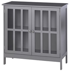 Contemporary Storage Cabinet, Cupboard Buffet Credenza with 2 Doors for Kitchen, Hallway, Living Room, Gray