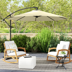 10' Cantilever Tilt Offset Patio Umbrella w/ UV & Water Safe Material & Cross Base (Weight Not Included), Beige