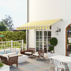 12' x 10' Manual Retractable Awning Outdoor Sunshade Shelter for Patio, Balcony, Yard, with Adjustable & Versatile Design, Yellow and Gray