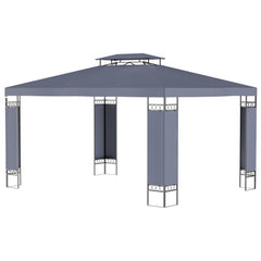 10' x 13' Patio Gazebo, Double Roof Outdoor Gazebo Canopy Shelter with Screen Decorate Corner Frame, for Garden, Lawn, Backyard and Deck, Gray