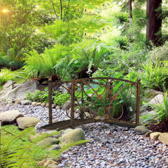 Garden Bridge 3.3FT, Decorative Classic Backyard Pond Bridge with Safety Railings Brown