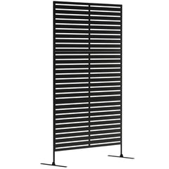Decorative Privacy Fence Screen, Metal Outdoor Privacy Screen Climbing Plant Trellis with Stand, 78" H x 48" W, Black