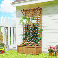 Wood Planter with Trellis for Vine Climbing, Raised Garden Bed, Privacy Screen for Backyard, Patio, Yellow