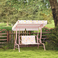 Kids Patio Swing Chair with Adjustable Canopy, Safety Belt for Patio, Garden, Poolside, Balcony, Pink