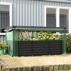 Galvanized Steel Planter Box with Crop Cage and Shade Cloth, Raised Garden Bed for Flowers, Veggies and Herbs, Dark Gray