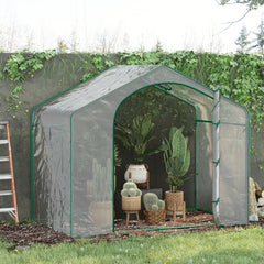 6' x 3' x 5' Portable Walk-in Greenhouse, Plastic Cover, Steel Frame Garden Hot House, Zipper Door, Top Vent for Flowers, Vegetables, Saplings, Tropical Plants, Clear