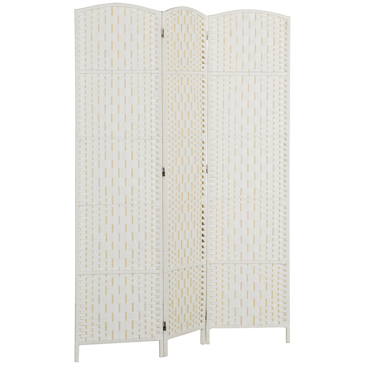 Room Divider, 3 Panel Folding Privacy Screen, 6FT Tall Portable Weave Partition Wall Divider for Bedroom, White