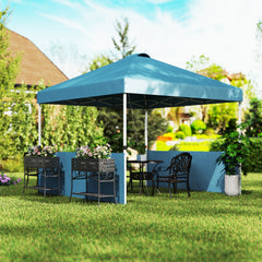10' x 10' Pop Up Canopy Tent with 2 Half Sidewalls, UV50+ Instant Sun Shelter with Wheeled Carry Bag, Sea Blue