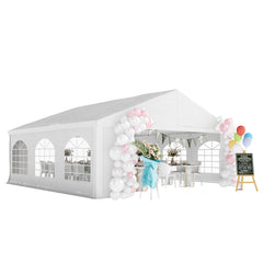 20' x 20' Heavy-duty Large Wedding Tent, Outdoor Carport Garage Party Tent, Patio Gazebo Canopy with Sidewall, White