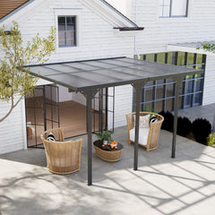 12' x 10' Outdoor Polycarbonate Pergola, Transparent UV Blocking Awning, Hardtop Deck Gazebo, Aluminum, Gray