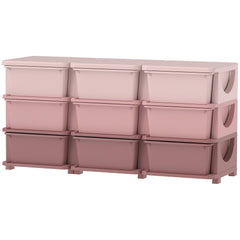 29.5" 3 Tier Kids Storage Unit Dresser Tower w/ 9 Drawers, Pink