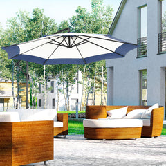 10FT Cantilever Umbrella, Offset Patio Umbrella with Crank and Cross Base for Deck, Backyard, Pool and Garden, Hanging Umbrellas, Navy Blue