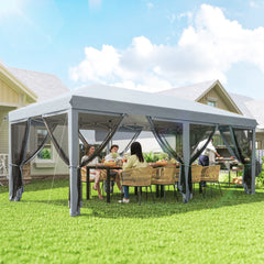 10' x 20' Pop Up Canopy Tent with Netting, Heavy Duty Instant Sun Shelter, Large Tents for Parties with Carry Bag for Outdoor, Garden, Patio, Gray