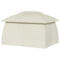 10' x 13' Outdoor Gazebo Patio Gazebo Canopy, Double Vented Roof, Steel Frame, Curtain Sidewalls, Sun Shade Shelter for Garden, Lawn, Backyard, Deck, Beige