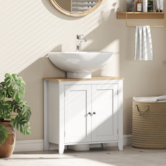 Pedestal Sink Storage Cabinet, Under Sink Cabinet with U-Shape and Adjustable Internal Shelf, White