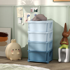 30" 4 Tier Kids Storage Unit Dresser Tower w/ 4 Drawers, Blue