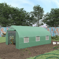 11.5' x 10' x 6.5' Outdoor Portable Walk-In Tunnel Greenhouse with Windows-Deep Green