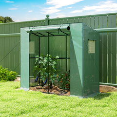 Walk-in Portable Greenhouse Small Greenhouse for Outdoors with UV-resistant PE Cover, 6.6' x 2.5' x 5.6' Green