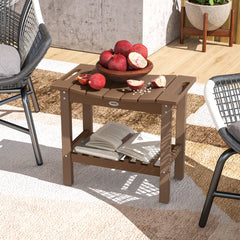 HDPE Shower Bench, Waterproof Shower Stool with Handle, Storage Shelf, Non-Slip Pads for Indoor Outdoor, Brown