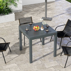 Expandable Patio Table, Outdoor Dining Table for 4-6 with Aluminum Frame for Garden, Lawn, Balcony Terrace, Gray