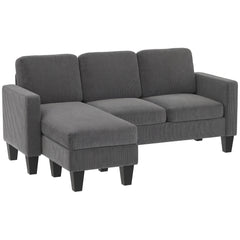 Sectional Sofa, L Shaped Couch, with Reversible Chaise or Ottoman, Dark Gray