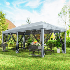 10' x 20' Pop Up Canopy Tent with Netting, Heavy Duty Instant Sun Shelter, Large Tents for Parties with Carry Bag for Outdoor, Garden, Patio, Gray
