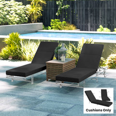 Set of 2 Chaise Lounge Cushion, 4" Thick Outdoor Lounge Chair Cushions with Ties for Patio, 21" x 72 ", Gray