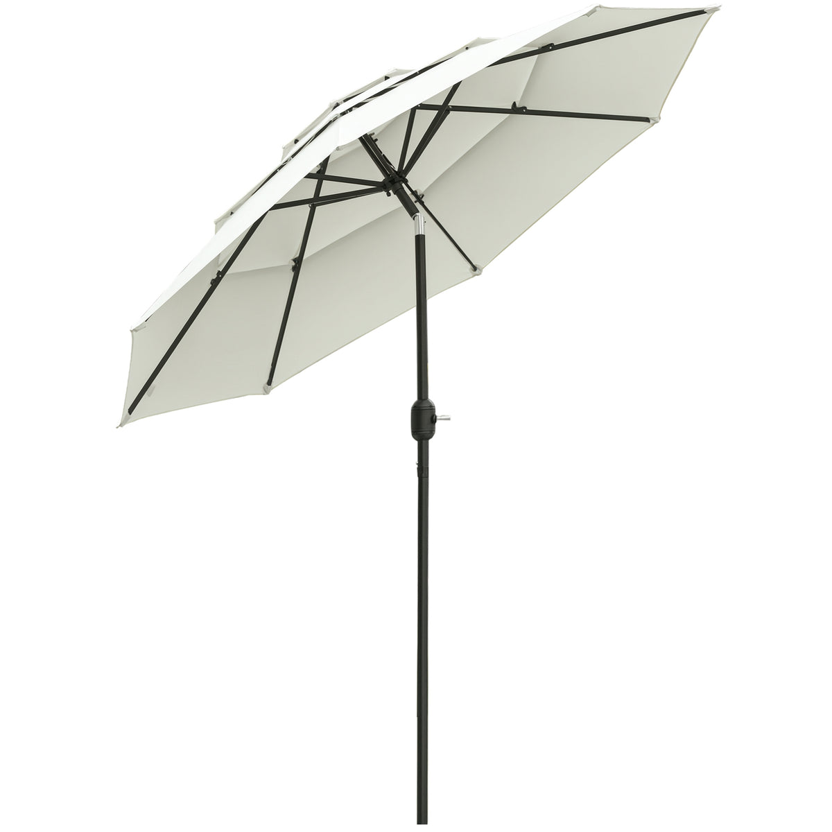 9FT 3 Tiers Patio Umbrella Outdoor Market Umbrella with Crank, Push Button Tilt for Deck, Backyard and Lawn, Beige